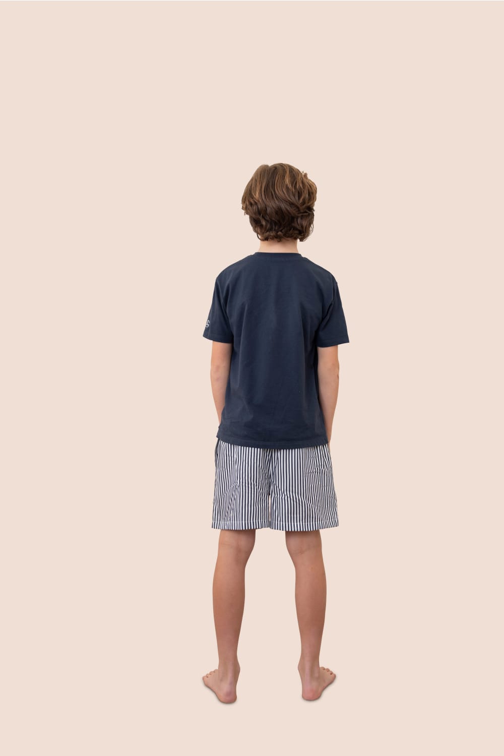 Gingerlilly Mini Noah Cotton Short PJ Set - Navy Stripe - Back