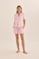 Gingerlilly Sonia Pink Satin Short PJ Set - Front