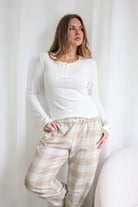 Gingerlilly Sarita Buffalo Check Wide Pant - Natural - Lifestyle