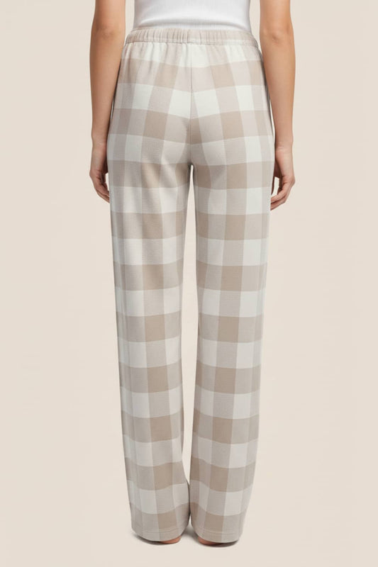Gingerlilly Sarita Buffalo Check Wide Pant - Natural - Back