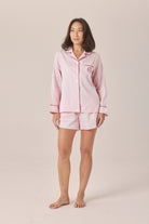 Gingerlilly Susanna Cotton Long Sleeve Shortie PJ Set - Pink - Front