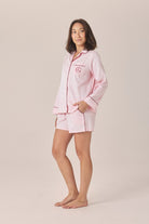 Gingerlilly Susanna Cotton Long Sleeve Shortie PJ Set - Pink - Side