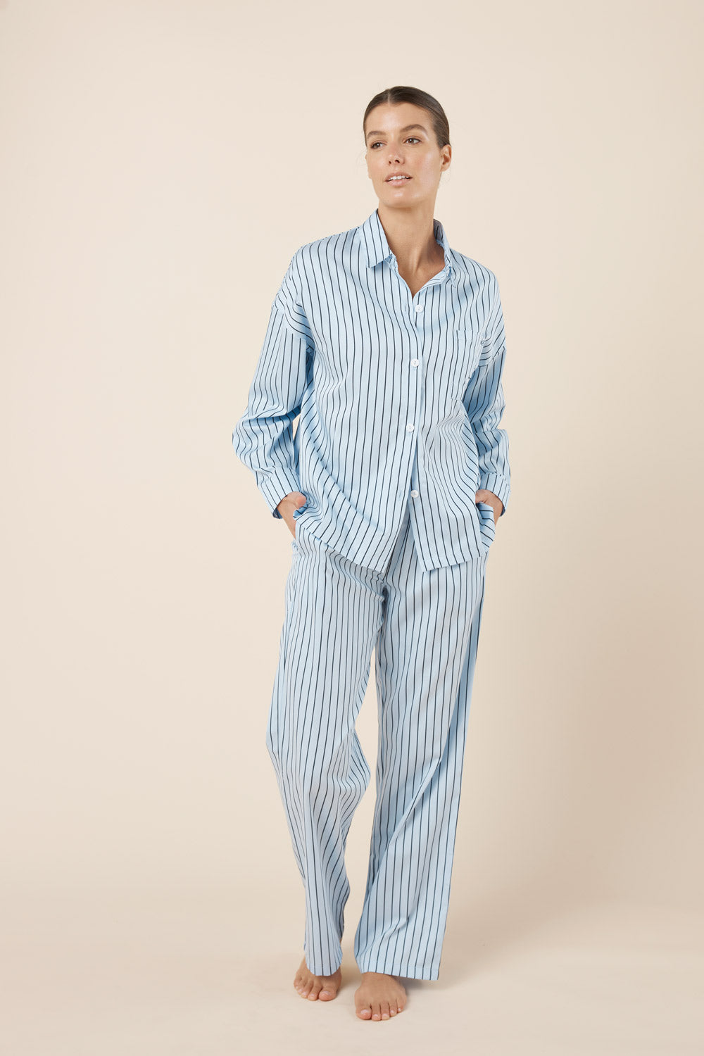 Gingerlilly Willow Cotton Stripe PJ Set - Blue - Front