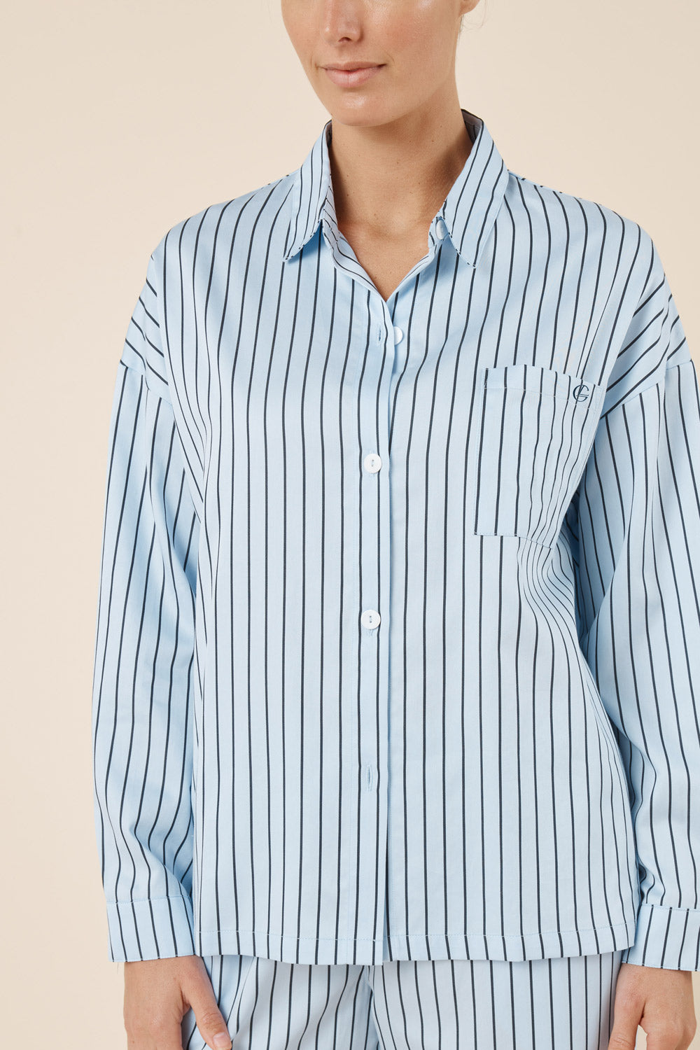 Gingerlilly Willow Cotton Stripe PJ Set - Blue - Detail