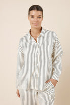 Gingerlilly Willow Cotton Stripe PJ Set - Ecru - Front alt