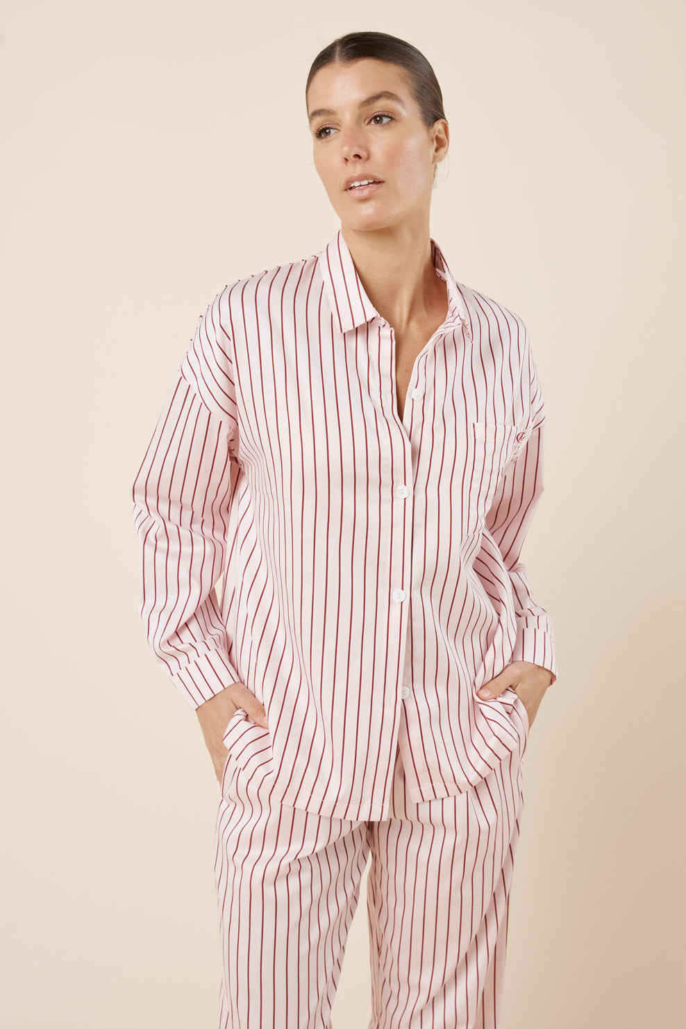 Gingerlilly Willow Cotton Stripe PJ Set - Pink - Front alt