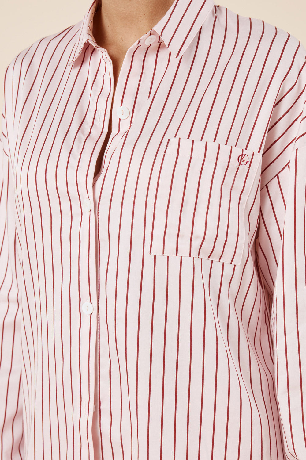 Gingerlilly Willow Cotton Stripe PJ Set - Pink - Detail