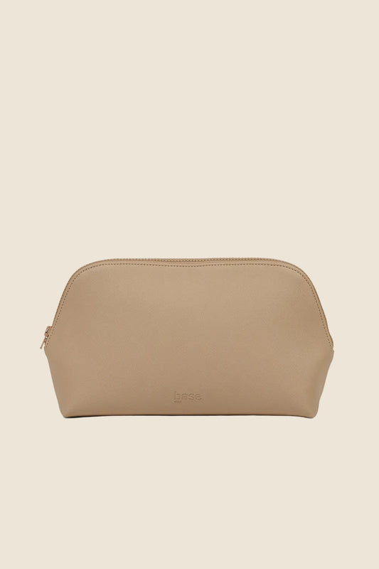 Beige cosmetic bag with zipper, minimalist design, Gingerlilly Sleepwear accessory