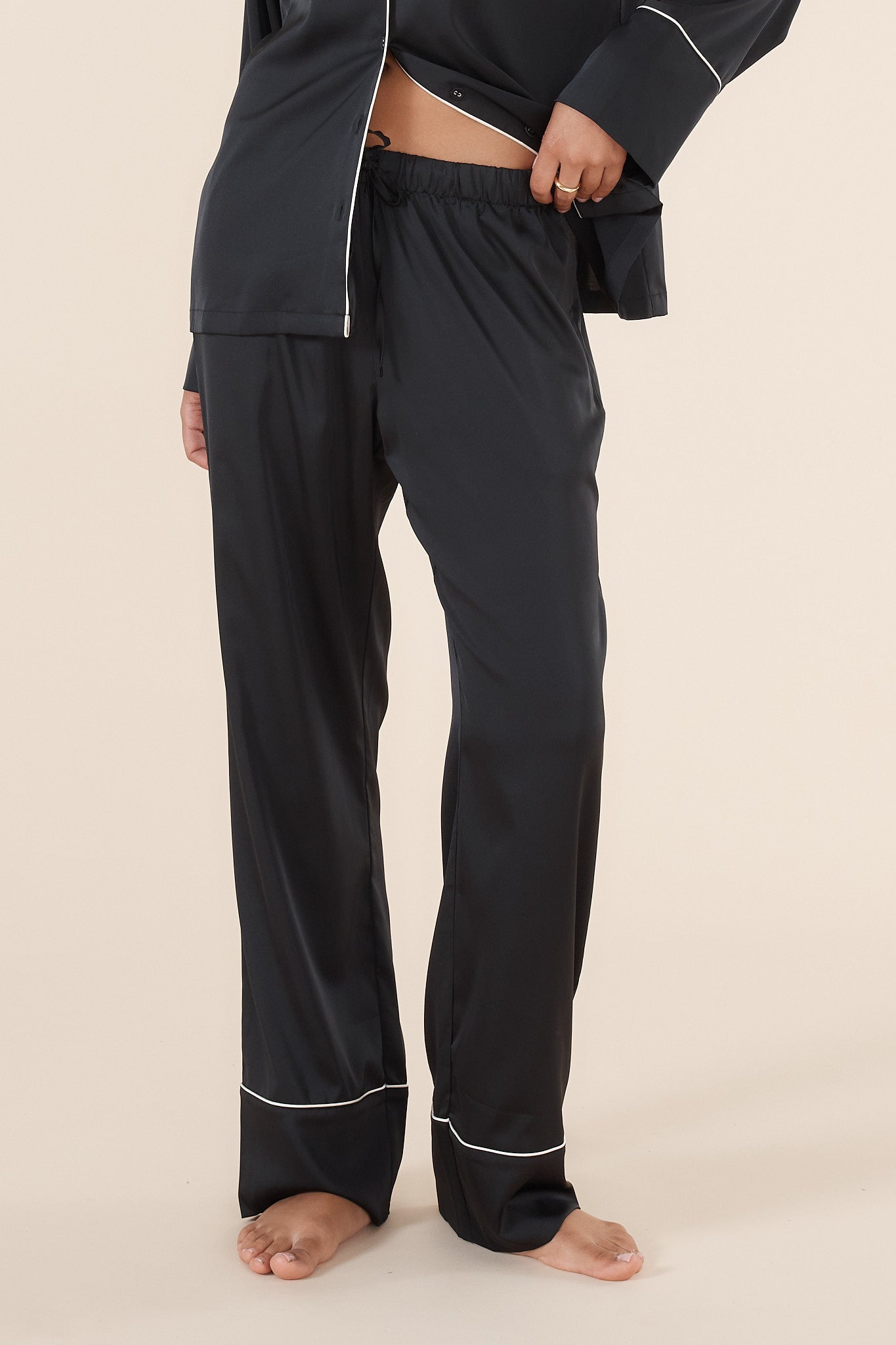 Adele Black Satin Set  - Gingerlilly Sleepwear
