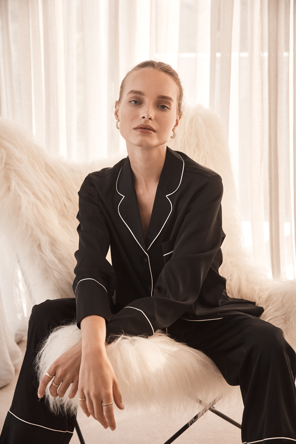 Adele Black Satin Set  - Gingerlilly Sleepwear