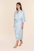 Gingerlilly Annie Cotton Sateen Robe - Blue - Side
