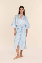 Gingerlilly Annie Cotton Sateen Robe - Blue - Front