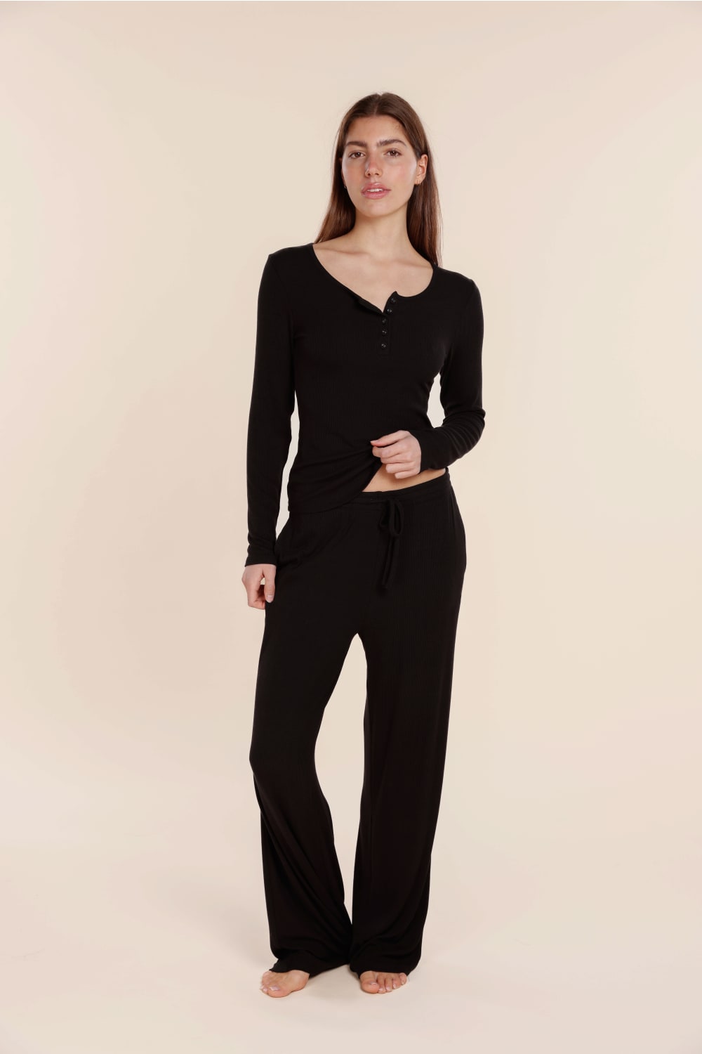 Athens Ribbed Long Pants - Gingerlilly Sleepwear