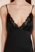 Gingerlilly Azalia Silky Satin Short Chemise - Black - Detail