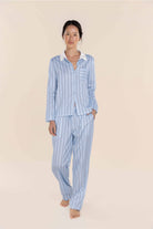 Gingerlilly Belinda Cotton Long PJ Set - Blue Stripe - Front