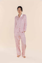 Gingerlilly Belinda Cotton Long PJ Set - Pink Stripe - Front
