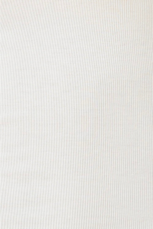 Close-up of white fabric texture of bonnie ribbed long sleeve midi henley nightdress ecru