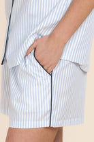 Gingerlilly Camilla Cotton Short PJ Set - Blue Stripe - Detail