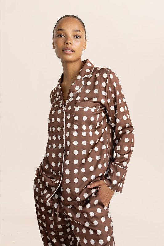 Carlotta Silky Satin Spot PJ set - Gingerlilly Sleepwear