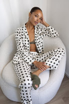 Gingerlilly Carlotta Silky Satin Spot PJ Set - Olive - Lifestyle