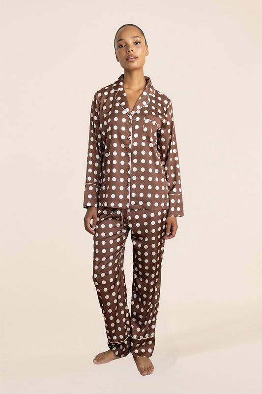 Carlotta Silky Satin Spot PJ set - Gingerlilly Sleepwear