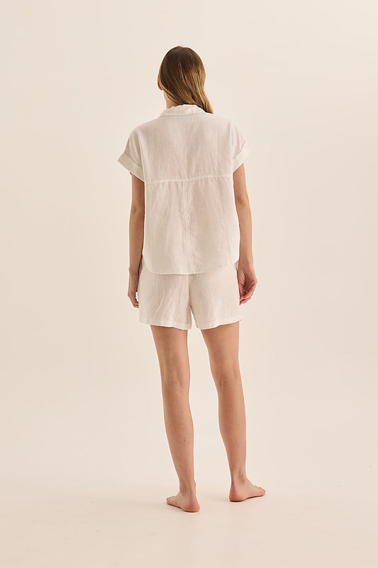 Charlotte White Linen Pyjama Set - Gingerlilly Sleepwear