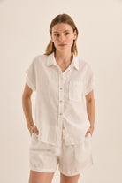 Charlotte White Linen Pyjama Set - Gingerlilly Sleepwear