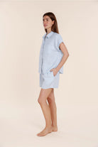 Gingerlilly Charlotte Blue Linen Pyjama Set - Side