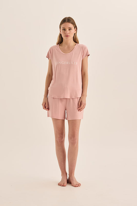 Dahlia Pink Bamboo Short Set - Gingerlilly Sleepwear