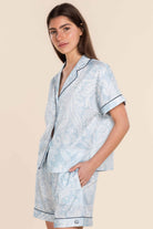 Daphne Short PJ Set in blue paisley cotton