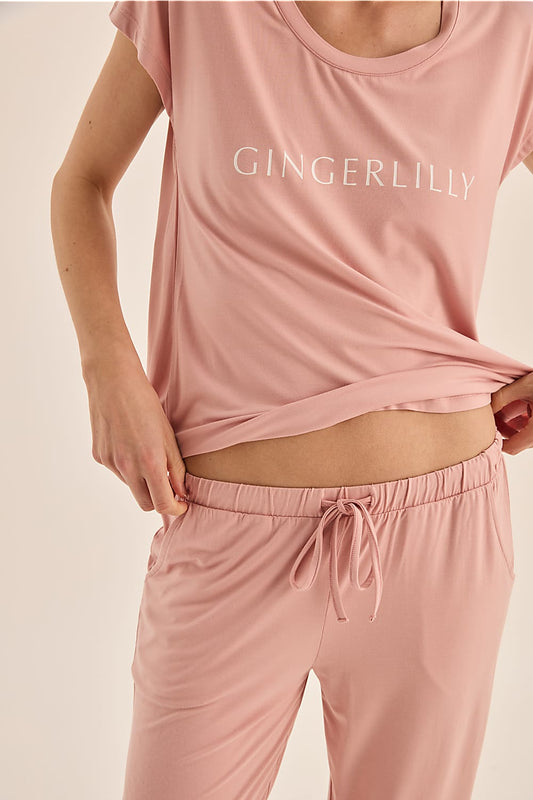 Elara Pink Bamboo Pyjama Set - Gingerlilly Sleepwear