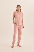 Gingerlilly Elara Pink Bamboo Pyjama Set - Front
