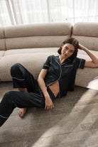Gingerlilly Floriana Navy Satin Pyjama - Lifestyle