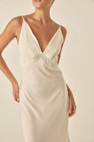 Freda Ivory Satin Long Chemise - Gingerlilly Sleepwear