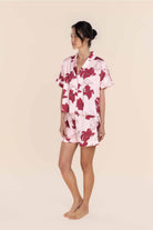 Gingerlilly Freya Recycled Silky Satin Short Set - Pink - Side