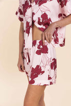 Gingerlilly Freya Recycled Silky Satin Short Set - Pink - Detail