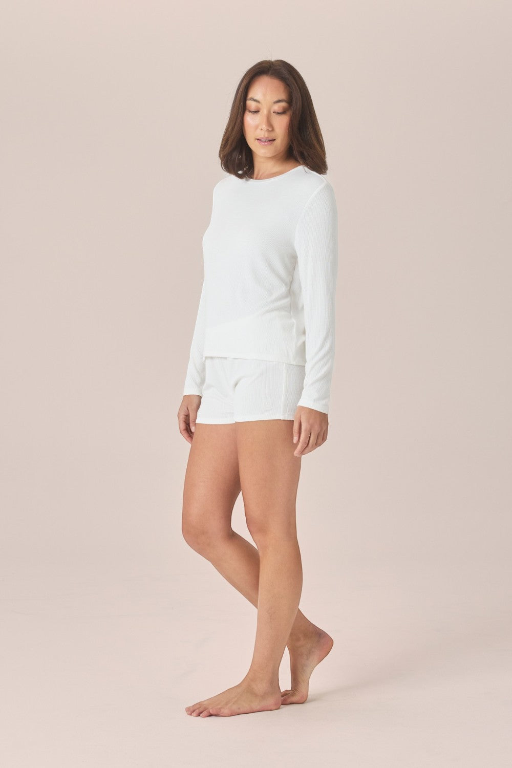 Gingerlilly Avery Rib Lounge Mini Short in Ecru