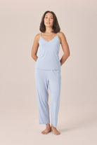 Gingerlilly Britt Bamboo Lace Cami Long PJ Set - Blue - Front alt