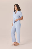 Gingerlilly Dianne Bamboo Long PJ Set with Lace - Blue - Front alt
