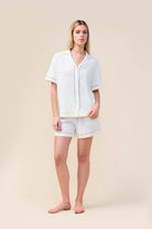 Gingerlilly Helena Short Bamboo PJ Set - Ecru - Front