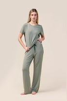 Gingerlilly Inez Bamboo Pant with Stripe - Olive - Front alt