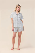 Gingerlilly Poppy Stripe Short PJ Set - Ecru - Front