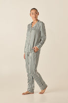 Imelda Green Stripe Satin Set - Gingerlilly Sleepwear