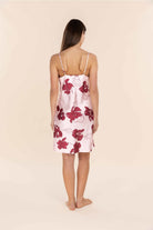 Gingerlilly Iris Recycled Silky Satin Short Nightie - Pink - Back