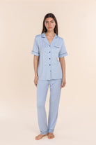 Gingerlilly Jenna Bamboo Long PJ Set - Blue - Front