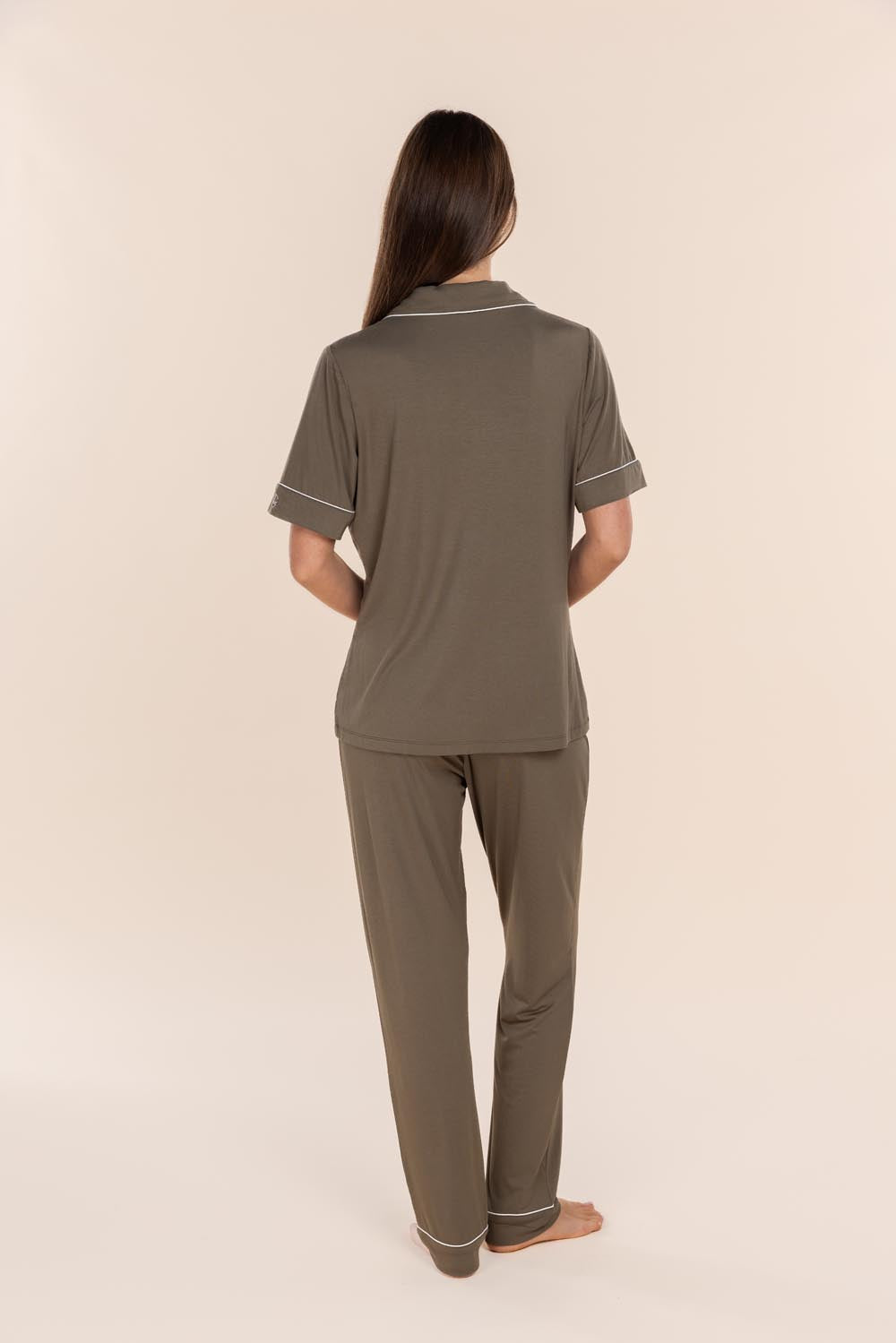 Gingerlilly Jenna Bamboo Long PJ Set - Olive - Back