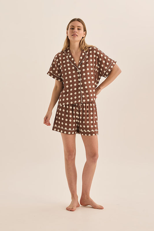 Jillian Brown Spot Short Set - Gingerlilly Sleepwear