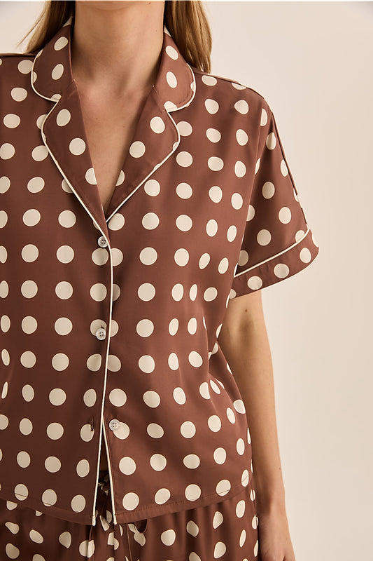 Jillian Brown Spot Short Set - Gingerlilly Sleepwear