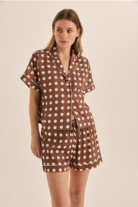 Jillian Brown Spot Short Set - Gingerlilly Sleepwear