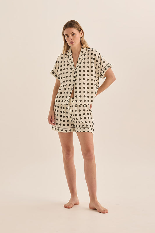 Jillian Olive Spot Short Set - Gingerlilly Sleepwear